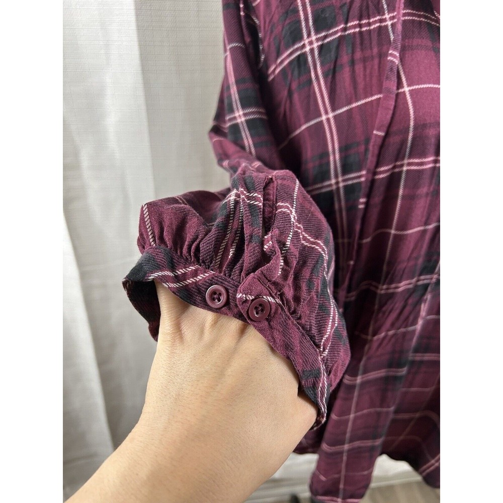Torrid Rayon Twill Tie Neck Plaid Peasant Top Womens Plus Size 3X - Picture 6 of 14